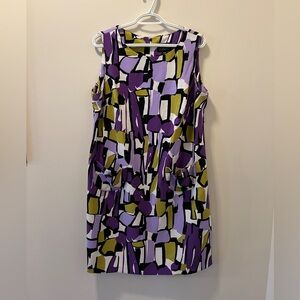 Scarlett Purple and Yellow Abstract Midi Dress